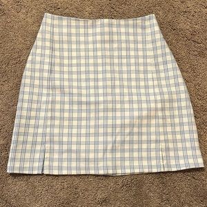 Brandy Melville light blue and white Cara plaid skirt, smoke free home, small